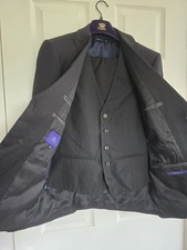 Next Tailoring Black 3 Piece Skinny Fit Suit 40R W32 L31 Lined