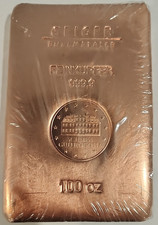 100 oz COOPER GEIGER EDELMETALLE Feinkupfer 999.9 Bar Serial Number A480876