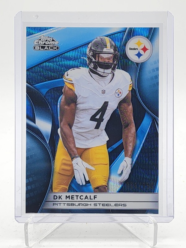 DK METCALF 2025 TOPPS CHROME BLACK BLUE WAVE REFRACTOR #86 /150 STEELERS Q7485