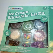 Hello Hobby Ice Cream Slime Mix-Ins Kit 10 Pieces Ages 6 Vanilla-Scented Slime