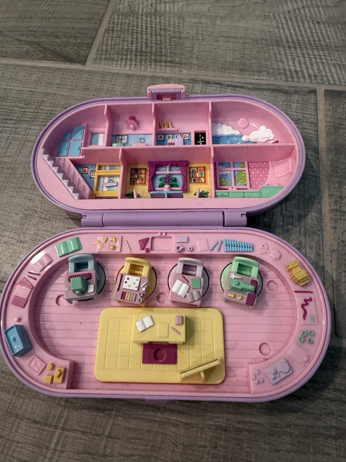 Vintage  1992 Purple Polly's Stampin' School by Bluebird Toys 90’s Polly pocket
