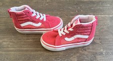 Vans High Top Toddler Shoes Size 6.5 Red Sparkle w/ Zipper Back Great Condition