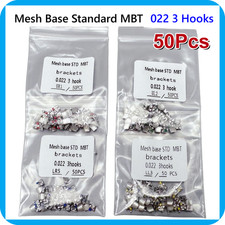 50Pcs Dental Orthodontic Brackets Metal Braces Mesh Base Standard MBT 022 3 hook