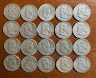 Roll of 20 Franklin 90% Silver Half Dollars 1951-1963 Circulated