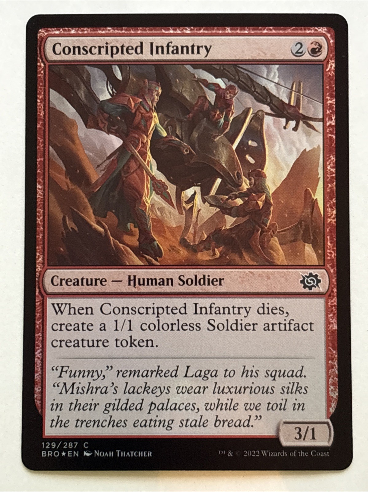 MTG The Brothers' War Conscripted Infantry Foil 129/287 NM