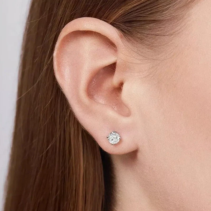 Klassisch 1Kt Rund Brillant Diamant Ohrstecker Ohrringe Solitär Weißgold-Finish - Bild 3 von 4