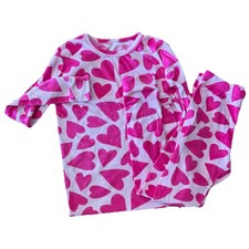 Child s "Cat Jack Pink Hearts Super Soft Fleece Pajamas size 10 PJs