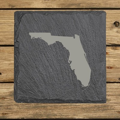 Florida Slate Coasters Set of 4 | 4x4 Square Laser Etched Stone | 16 Designs
