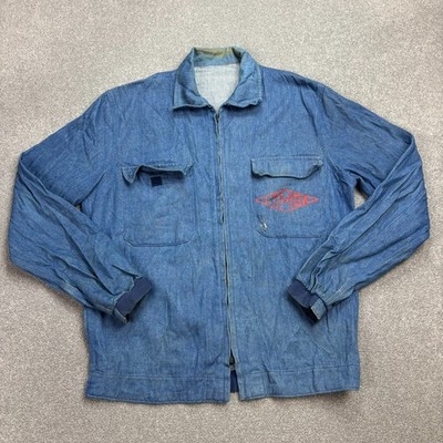 Französische Jacke Erwachsene Large blau Arbeitskleidung Hausarbeit Canvas Ut...