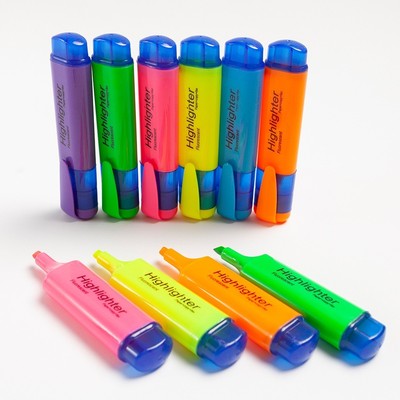 Assorted Highlighter Pens Set Fluorescent Bright Colour Markers School Office