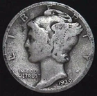 1939-P 10C Mercury Dime 90% Silver 26ohl0102-10