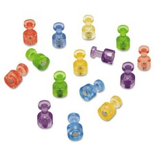 Quartet Magnetic Push Pins, 0.75" Long, 0.38" Dia, Assorted Colors, 3 Pack of 20
