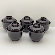 Japanese Tea Ceremony Echizen nuri Lacquerware Soup Bowl wooden  Set of 5 Japan