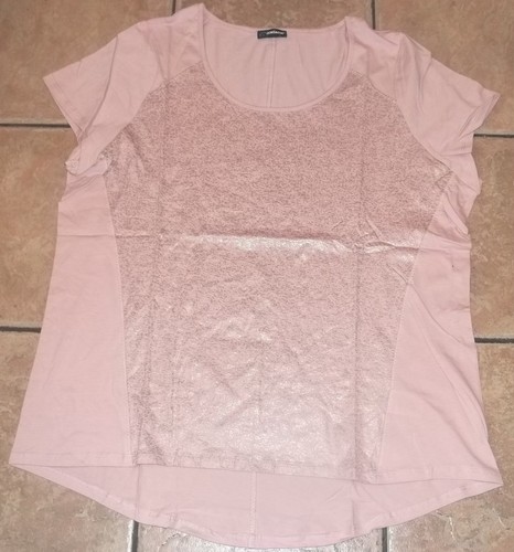 Plus JORDACHE~FOIL TOP~NEW sz 1X 2X 3X~Black-Pink-Silver Shirt T-shirt~Metallic - Picture 7 of 10