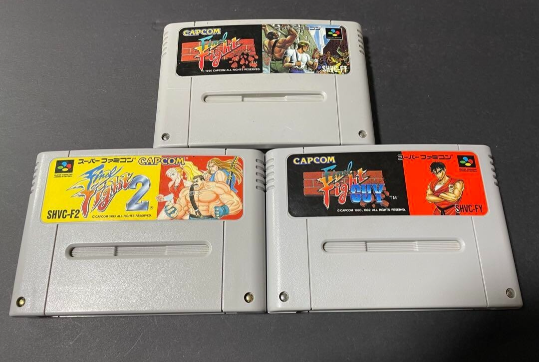 Lot 3 Final Fight 1 2 & Guy set SFC Nintendo Super Famicom Japan