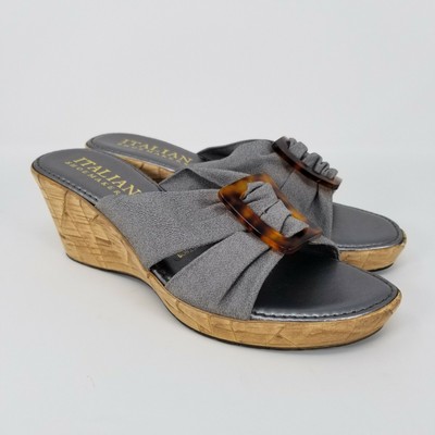 cork wedge slip on sandals