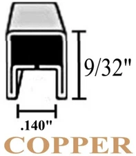 9/32 U COPPER Came Channel for Stained Glass - 24 feet (cut to 36" lengths) 1/4