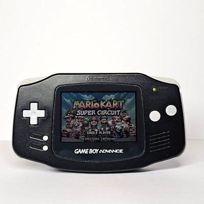 Nintendo Game Boy Advance Schwarz Konsole & Mario Kart Super Circuit GRATIS 48 Versand