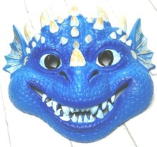 Child's Dragon Mask Costume Rubber Dragon 8" Mask With Horns For Kids, BLUE