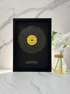 Personalisierter Foliendruck Liedtext Kunst, besonderer Song, Vinyl Schallplatte Label Stil