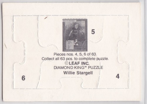 M) 1991 Leaf Diamond King Puzzle Baseball Card - Willie Stargell #4, 5, 6 - Picture 2 of 2
