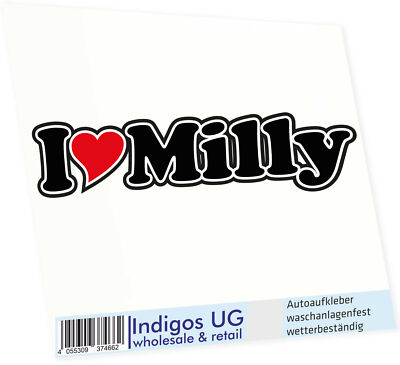 Autoaufkleber - Aufkleber - Sticker Auto mit Herz - 15 cm I LOVE Milly