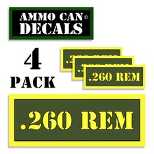 260 Rem Ammo Can Labels Ammunition Case Stickers Decals 4 Pack 3x1.15 Ag