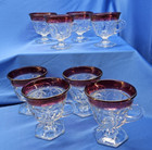 Vintage Indiana Glass Cranberry Ruby Thumbprint Cups with Handles Set of 8