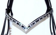 Bandeau FSS SHIMMER CLEAR/JET NOIR/GRIS CRISTAL 3 rangées 6 mm/3 mm Bling V FORME 