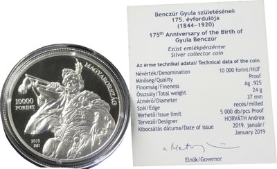 10000 Forint Ungarn 2019 PP 175. Geburtstag Maler Gyula Benczúr Benczur Silber
