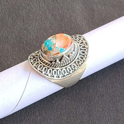 Oyster Turquoise 925 Sterling Silver Handmade Dainty Ring All Sizes Available