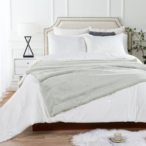 Fox Faux Fur Throw Blanket Warm Luxury Plush Cozy for Bed Couch Sofa Solid Color - Picture 32 of 160