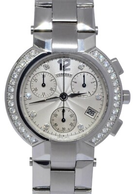 Concord La Scala Chronograph Steel Diamond 38mm Quartz Watch