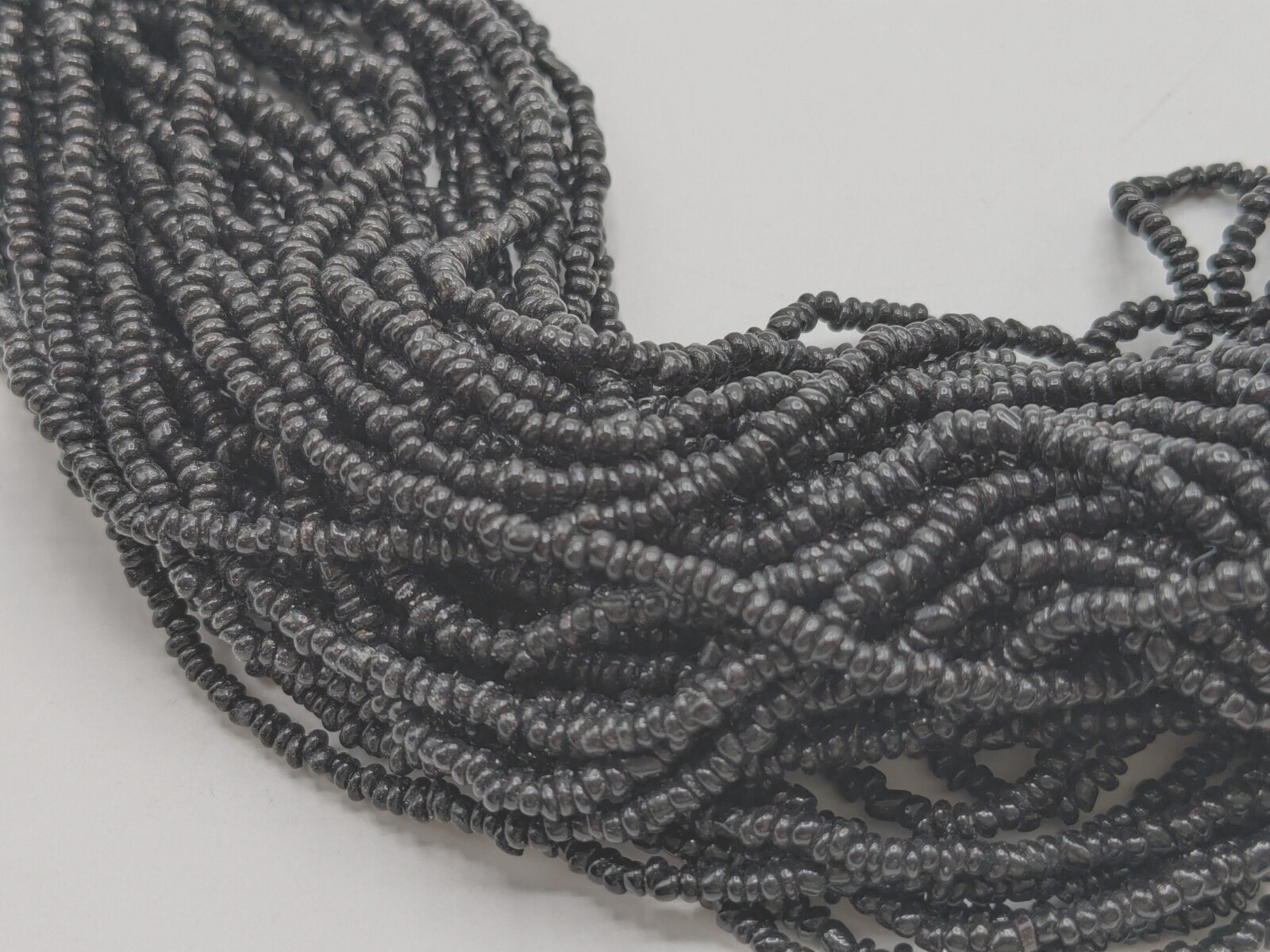 Black Multi Strand Seed Bead Statement Silver Ton… - image 4