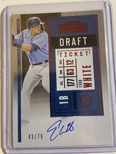2020 Panini Contenders Prospect Draft Ticket Red 43 / 75 Evan White On Card auto