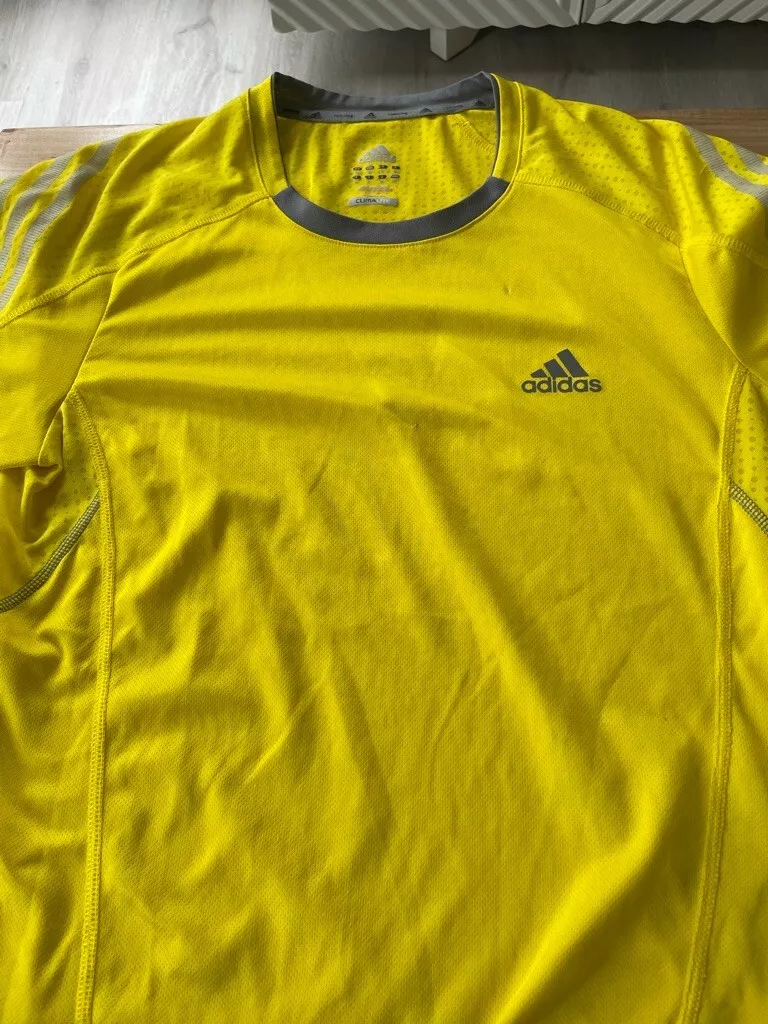 Adidas Mens T Top Energy Running Climalite Short Sleeves yellow Size Small |