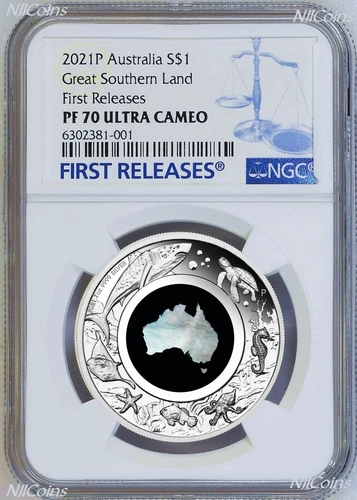 2021 Australia Great Southern Land Mother of Pearl 1oz Silver Coin NGC PF70 FR
