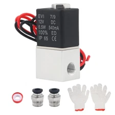1/8" NPT 2 Way Normally Closed DC 12V Electric Solenoid Air Valve  Sets