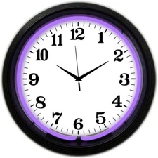 Neonetics Black Rim Purple Standard Neon Clock 8BANDP