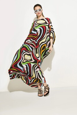 Soft Silk Crepe Kaftan, Party Wear, Long Caftan, Beach Wear For Women J5699