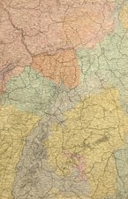 1891 ANTIQUE MAP SOUTH WEST GERMANY WIESBADEN WURZBURG DARMSTADT