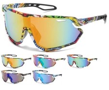 X-Loop Mirrored Shield Artistic Color Print Sunglasses X3664  NEW  FREE Ship 
