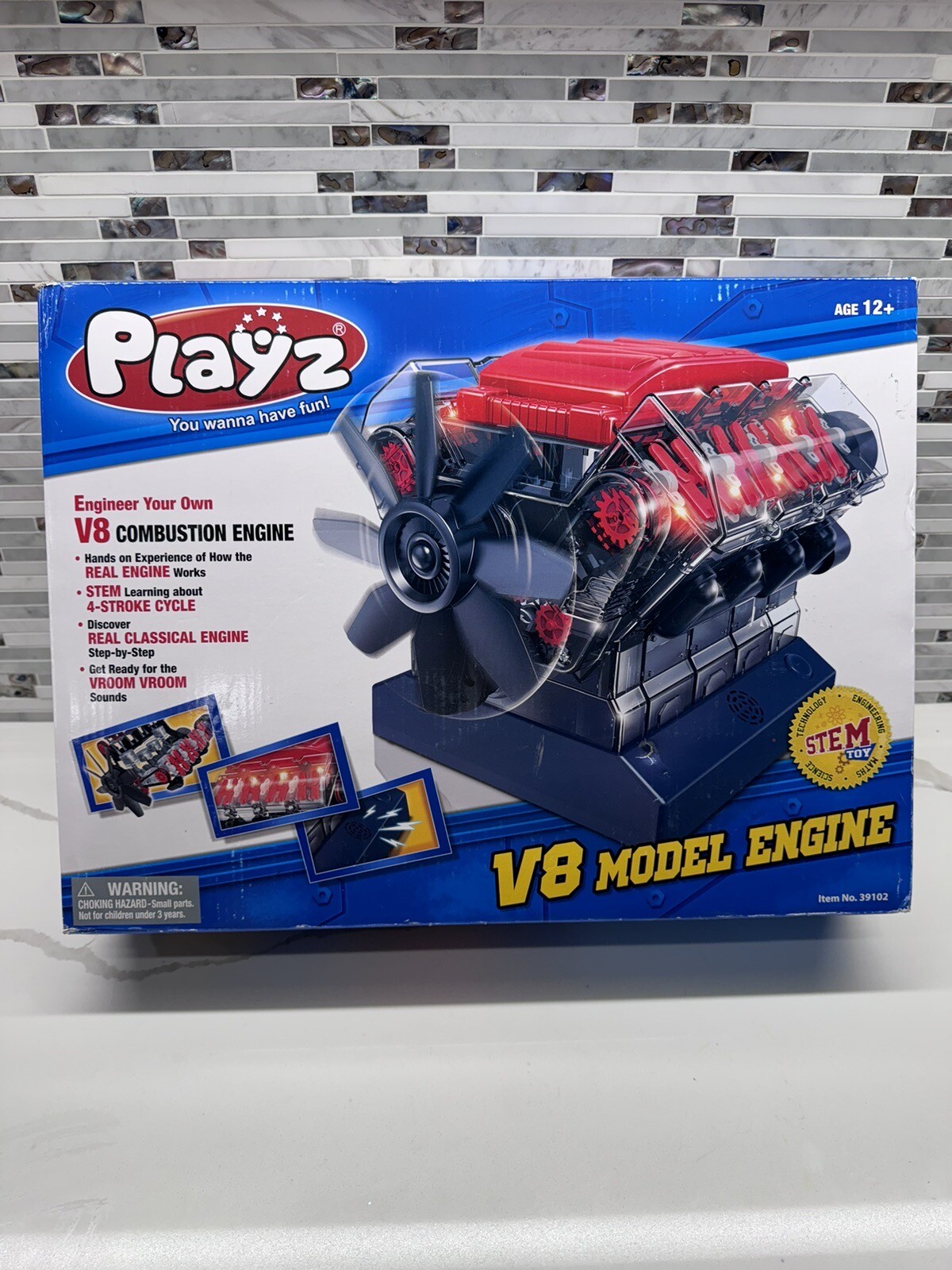 Playz V8 Combustion Engine Model Building Toy Kit NEW OPEN BOX