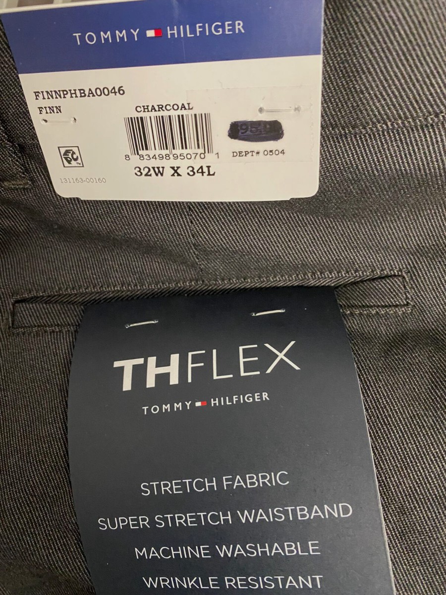 のの Tommy Hilfiger Men's Gray Th Flex Modern Fit Four-Pocket Twill