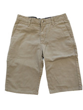 Volcom Short Pants Boys Size 27/14 Shorts Chino Khaki Brown Flat Front kids Used