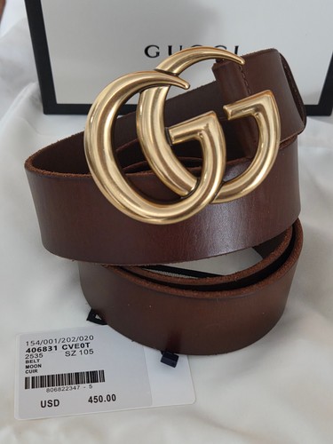 Authentic Unisex GUCCI Brown Leather Marmont Belt Gold GG sz 34/36 - Picture 2 of 19