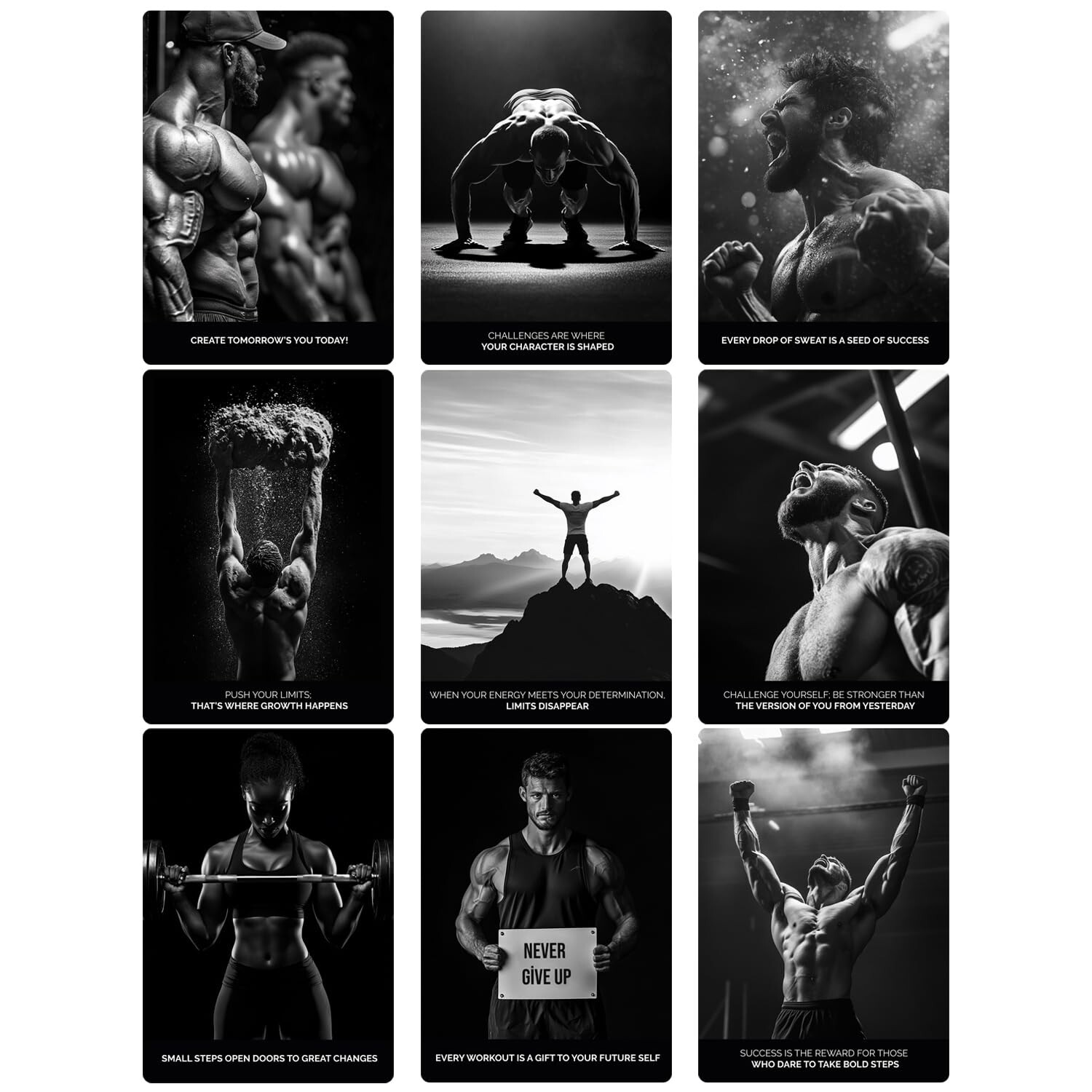 Bqw Motivational Posters for Home Gym Decor Gym Poster Wall Art Prints Set of...