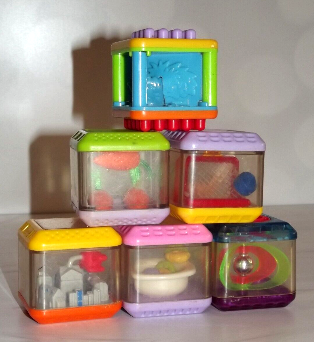 Lot of 6- Fisher Price Peek a Blocks Sensory Educational Plastic - Main Image