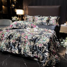 Mulberry Silk Bedding Set Luxury Smooth Duvet Cover Fitted/Flat Sheet Pillowcase