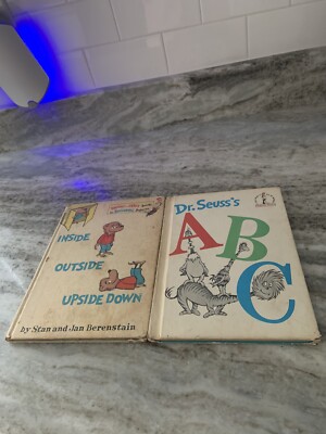 LOT OF 2 CHILDREN BOOKS- DR SEUSS'S ABC + BERENSTAIN-INSIDE OUTSIDE UPSIDE DOWN